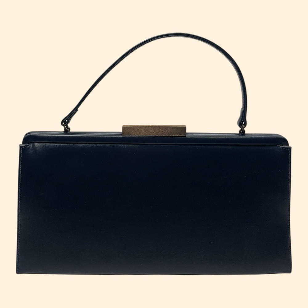Theodore California 1960s Vintage Navy Leather Handbag